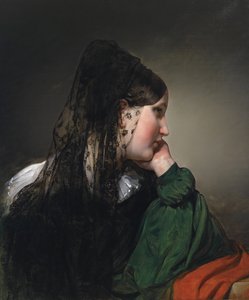 Girl in Profile with Black Mantilla